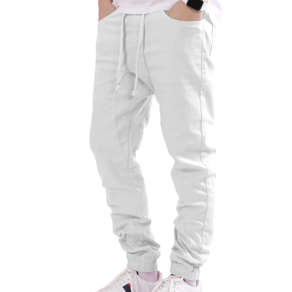 Men's Drawstring Harem Jogger Pants White